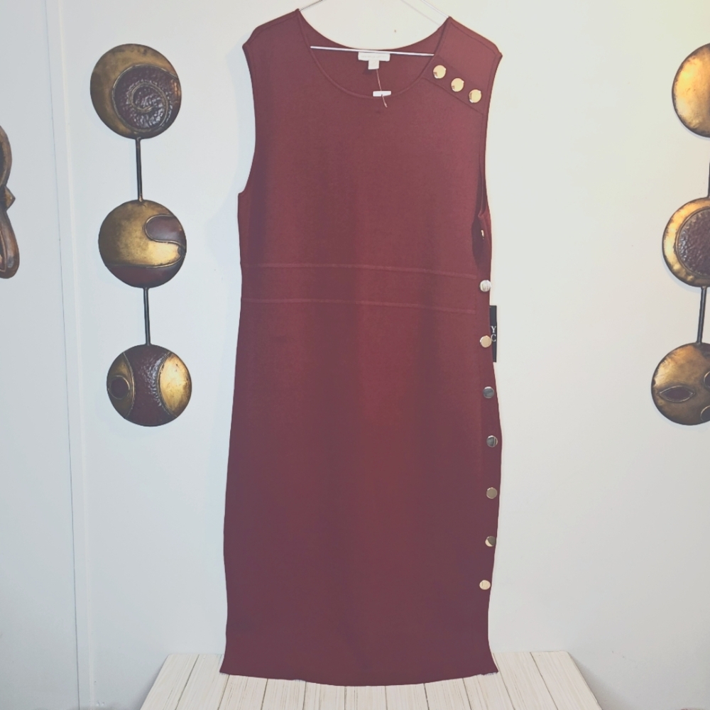 New York & Company Burgundy/Wine Sleeveless Knit Dress Size XL